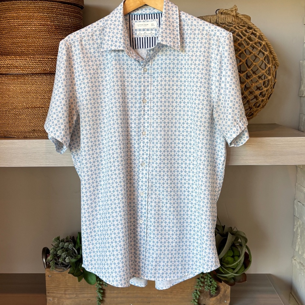 Cactus Man - Ricky Singh  S/S Shirt  White/Blue Small Print